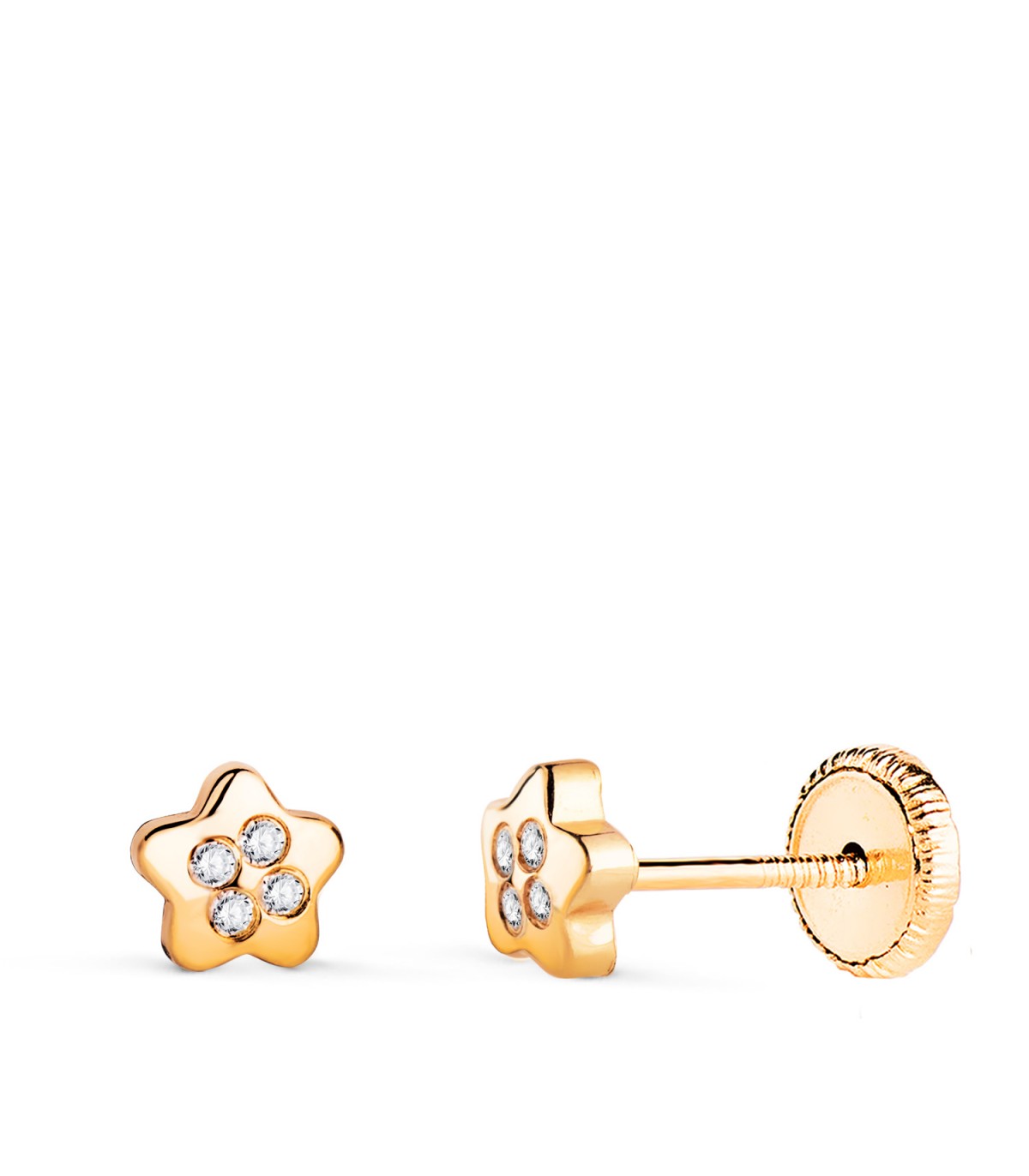 Clous d'oreilles or jaune Fantina 18 Carats, puces d'oreilles pour bébé, filles nouveau-nées et piercings