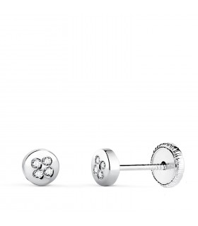Pendientes oro blanco Elma 18 Ktes, pendientes chaton para bebe
