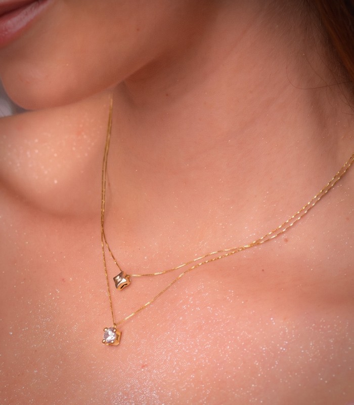 Gargantilla mujer Alina Oro amarillo 18K 6mm - collares de mujer - Collar solitario 4 garras - Circonita