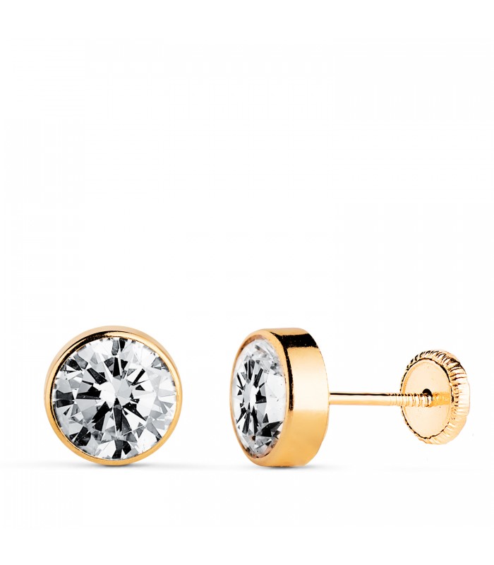 Clous d'oreilles Noly enfant, Or jaune 18K 7mm, boucles d'oreilles solitaires femme