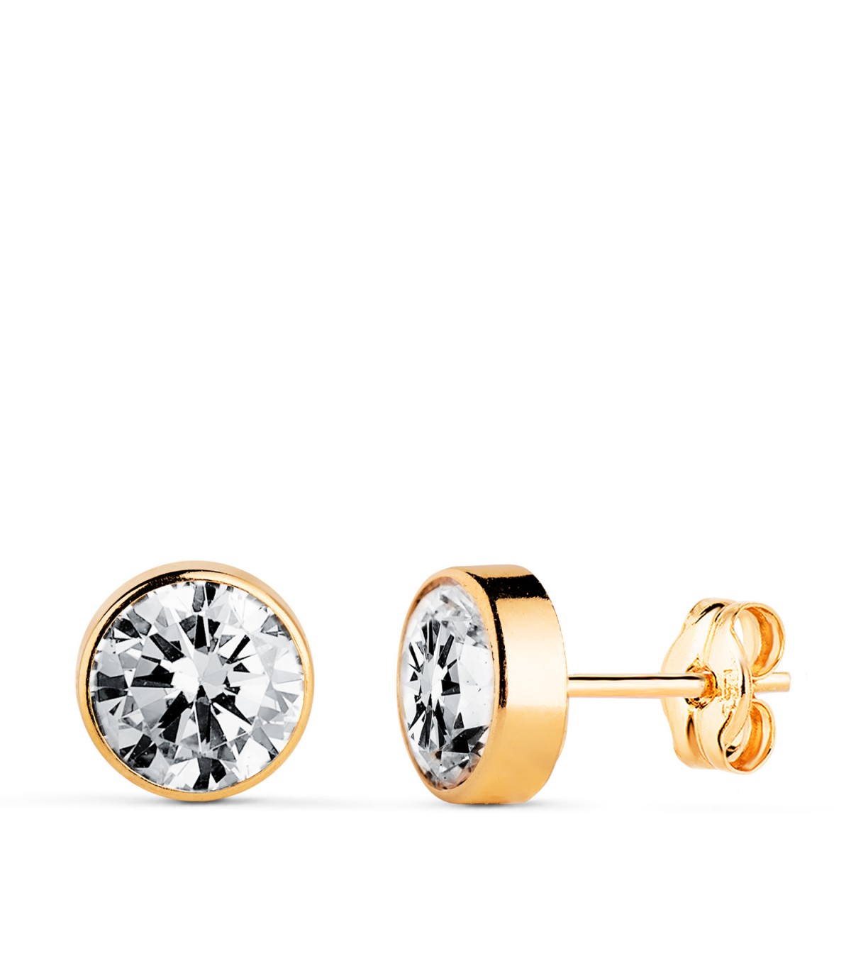 Boucles d'oreilles puces zircones 7 mm Noly, or jaune 750 | Clous d'oreilles femme et enfant