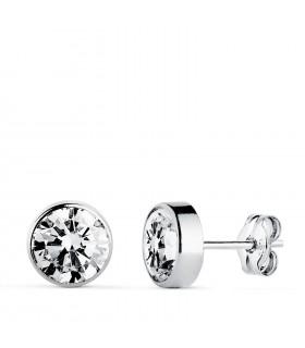 Orecchini con zircone 7mm oro bianco 750 - Punto luce Noly per bambina e donna