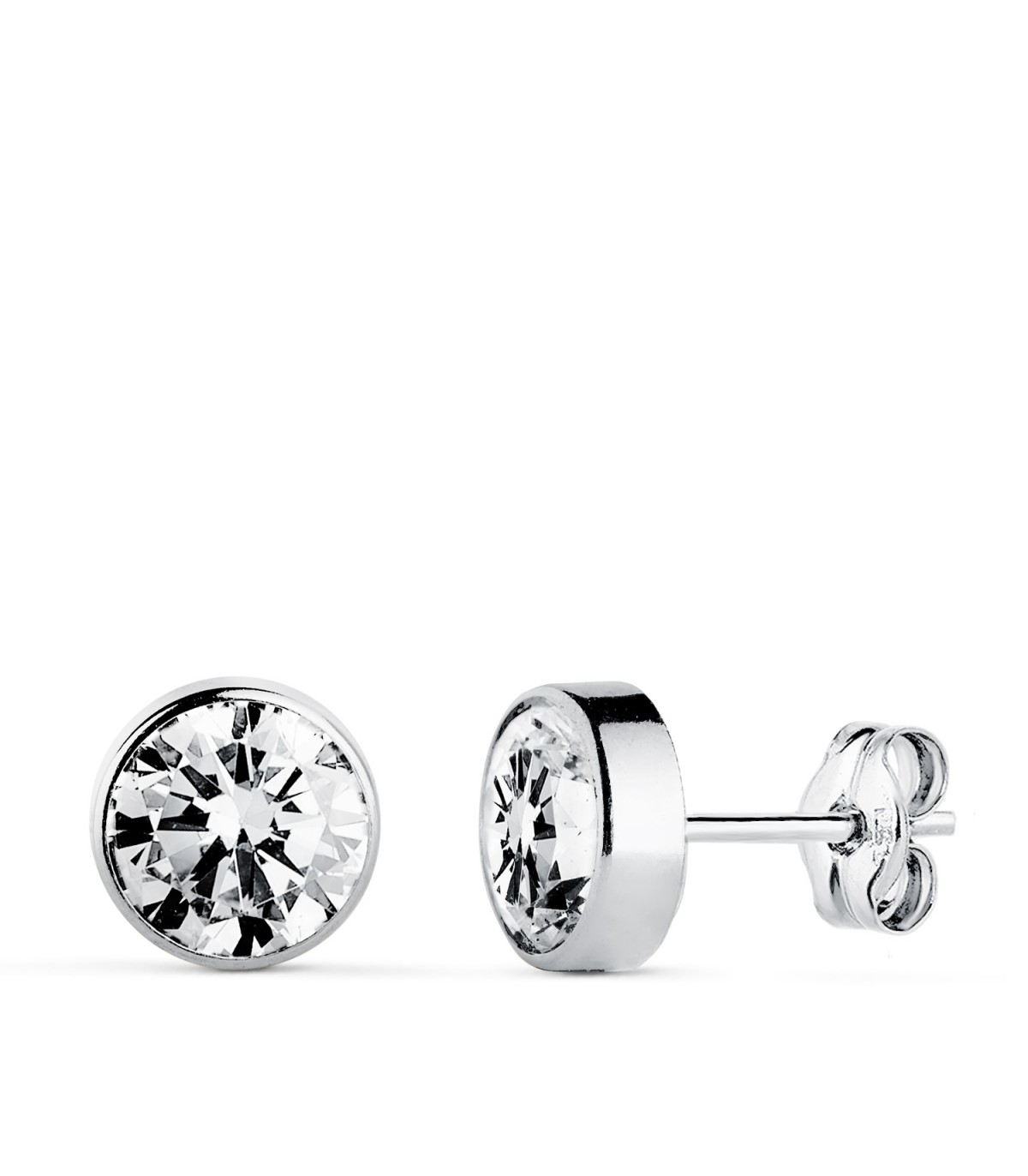 Orecchini con zircone 7mm oro bianco 750 - Punto luce Noly per bambina e donna