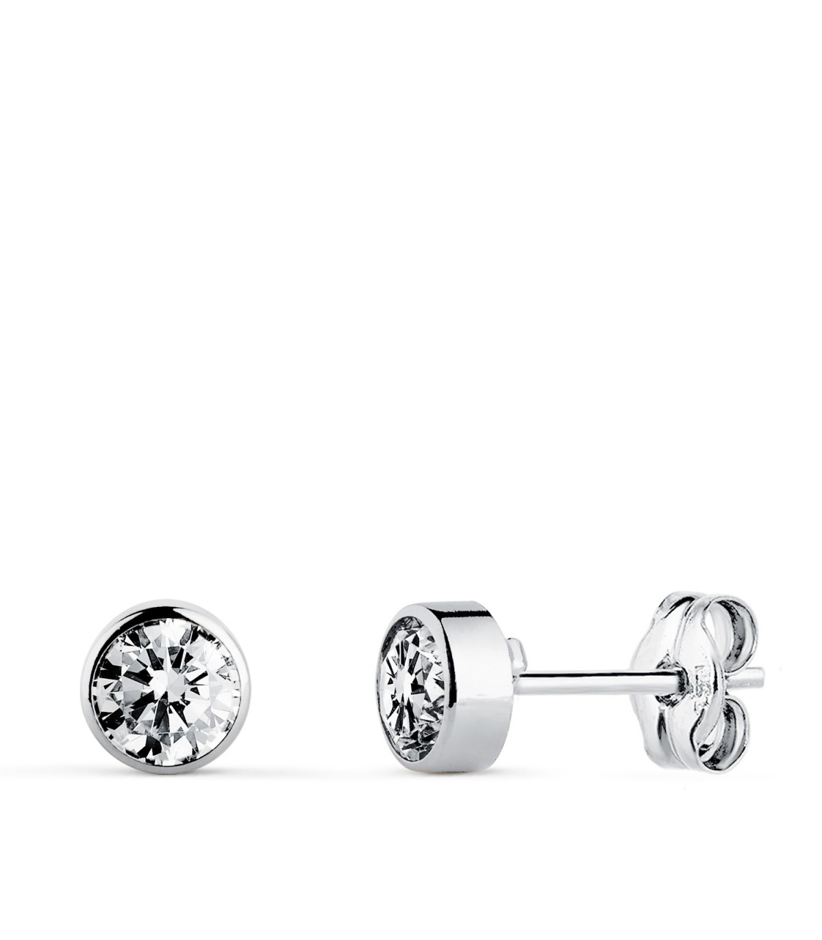 Orecchini con zircone 5mm oro bianco 750 - Punto luce Noly per bambina e donna