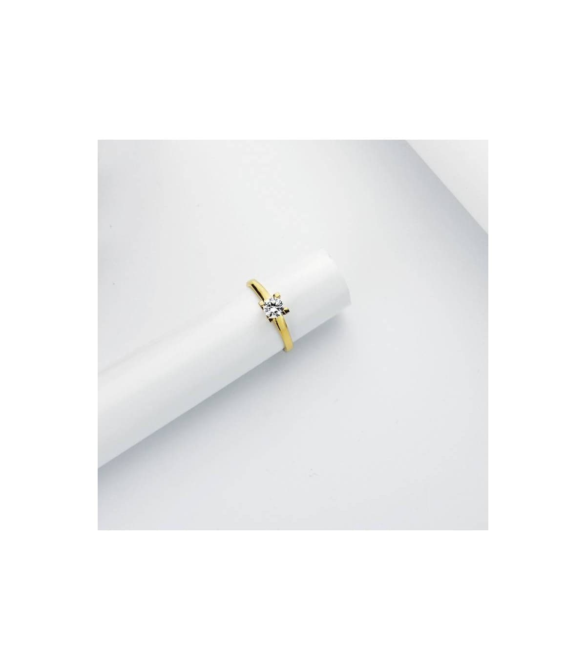 Solitario Anillo de pedida oro amarillo 18 kilates Sortija de mujer elegante casual moda