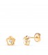 Orecchini con zirconi Kalea 5 mm in oro 18 carati, orecchini a fiore per bambina o neonata.