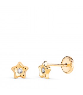 Pendientes circonita Kalea 5mm Oro 18K, pendientes estrella para niña o bebé.