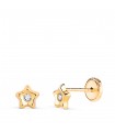 Pendientes bebé Kalea estrella Oro 18Kts 5mm