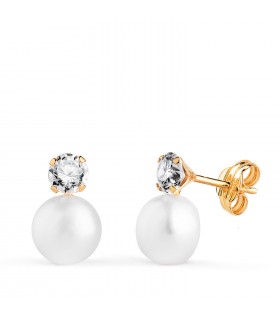 Ohrstecker Perle 6 mm Stephanie 18K Gold - Goldohrringe 18K für Kinder und Kommunion.