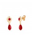 Orecchini pendenti oro 18kt goccia corallo 15mm