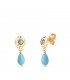 Orecchini pendenti oro 18kt goccia turchese 15mm - Orecchini da bambina 750‰