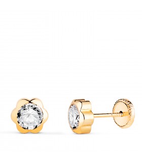 Orecchini Margherita Zircone Oro giallo 18 kt 6 mm