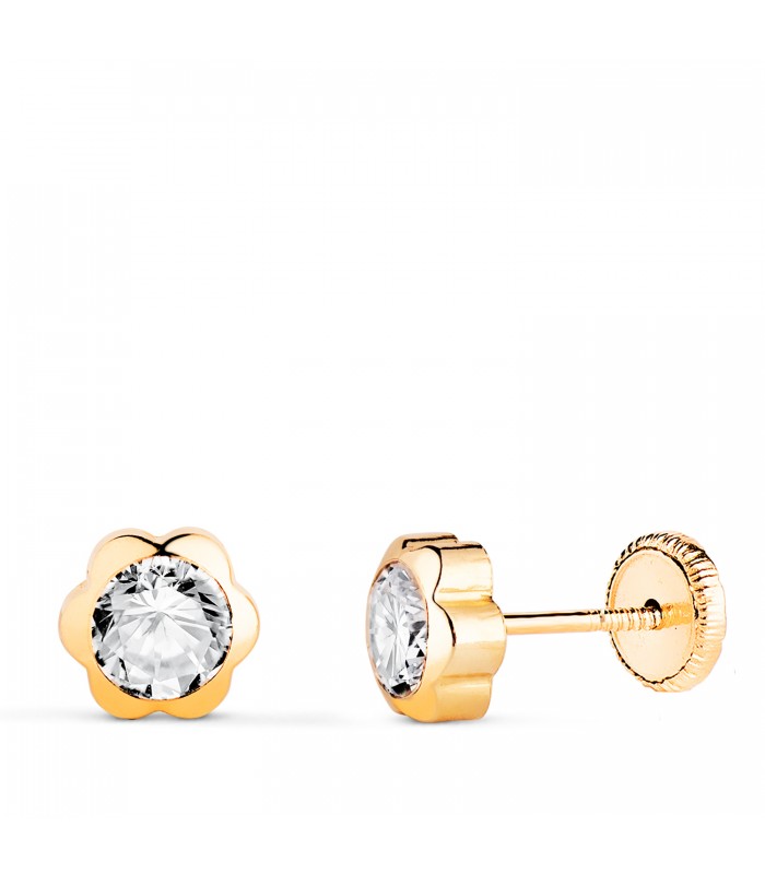 Boucles d'oreilles Enfants Marguerite Or Jaune 18 K 6 MM