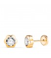 Pendientes Infantiles Margarita Circonita Oro Amarillo 18 K 6 MM