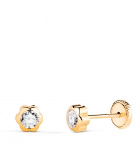 Orecchini Margherita Zircone Oro giallo 18 kt 5 mm, punto luce fiore