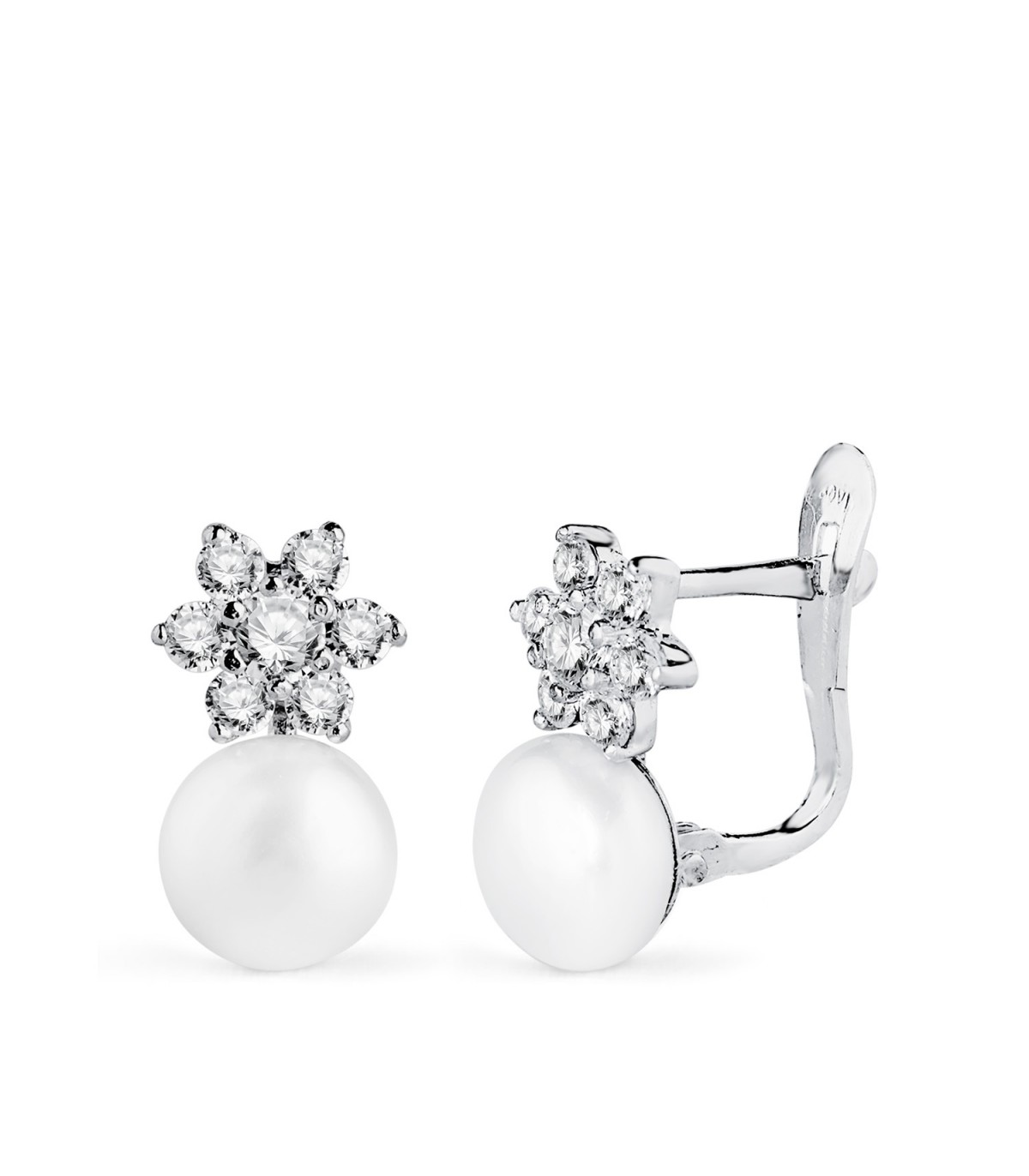 Pendientes perlas de oro blanco Naty 18 Kts - Regalos Primera Comunión Niña