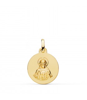 Médaille religieuse du Sacré-Cœur de Jésus mate, or jaune 375 - Médaille de baptême et de communion