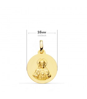 Medalla religiosa Sagrado Corazón de Jesús Mate Oro amarillo 9k 16 mm - Medalla Bautizo y comunión
