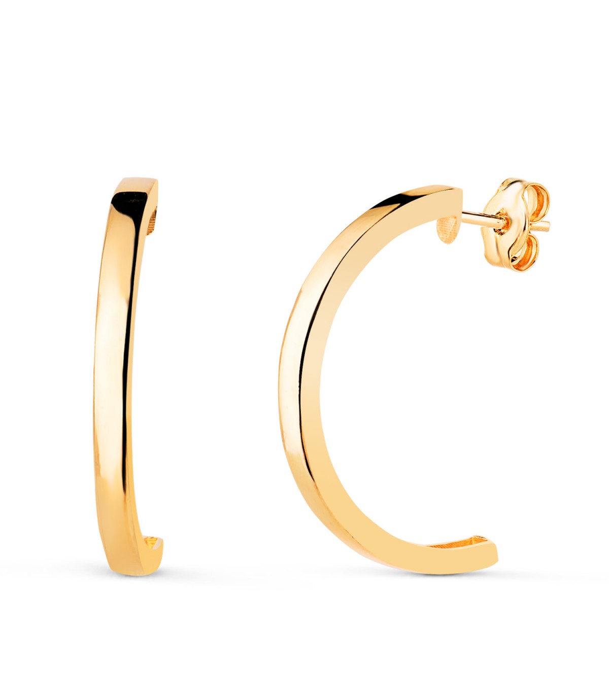 Pendientes de medio aro en oro 18k, 20 mm - Milena | Joyas para mujer