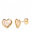 Pendientes Oro Amarillo 18 ktes Corazones Nácar