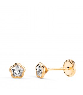 Orecchini da bambina Paola Fiore 4mm, con zirconi e chiusura a vite.