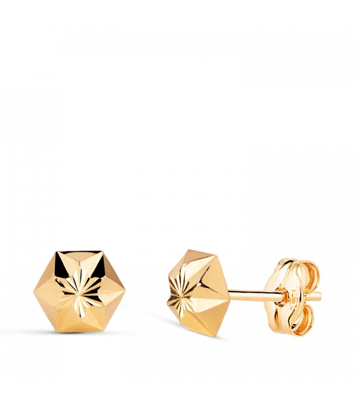 Ohrstecker Sechseck aus 18K Gelbgold, 6 mm | Damen & Kinder Ohrringe, online kaufen