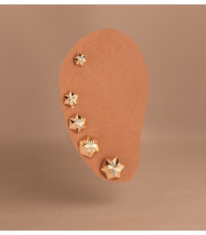Pendientes bebé hexágono oro amarillo Evita 4 mm 18 Ktes, ideales recién nacida.