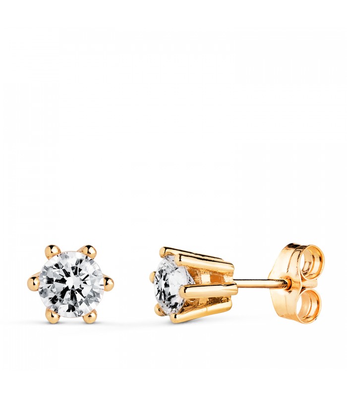 Pendientes de mujer con circonitas brillantes piedras joyeria oro amarillo