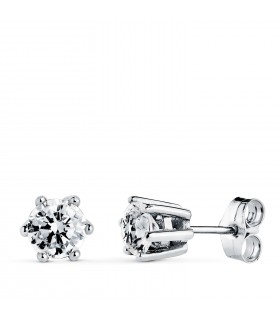 Orecchini punto luce zirconi 6,5 mm, taglio brillante - Orecchini donna in oro bianco Gwendal