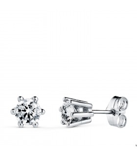 Orecchini punto luce zirconi 6 mm, taglio brillante - Orecchini donna in oro bianco Gwendal