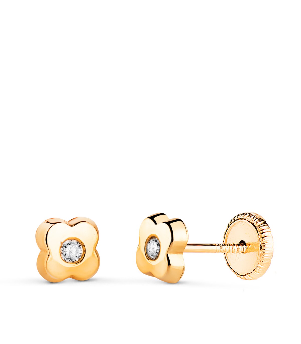 Boucles d'oreilles or jaune Fleur Zircon 18 Carats