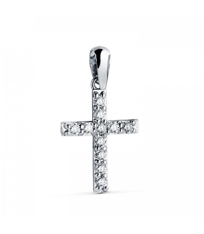 Pendentif Croix avec diamants Hilde 0.230ct Or blanc 750/1000 | Bijoux femme diamants
