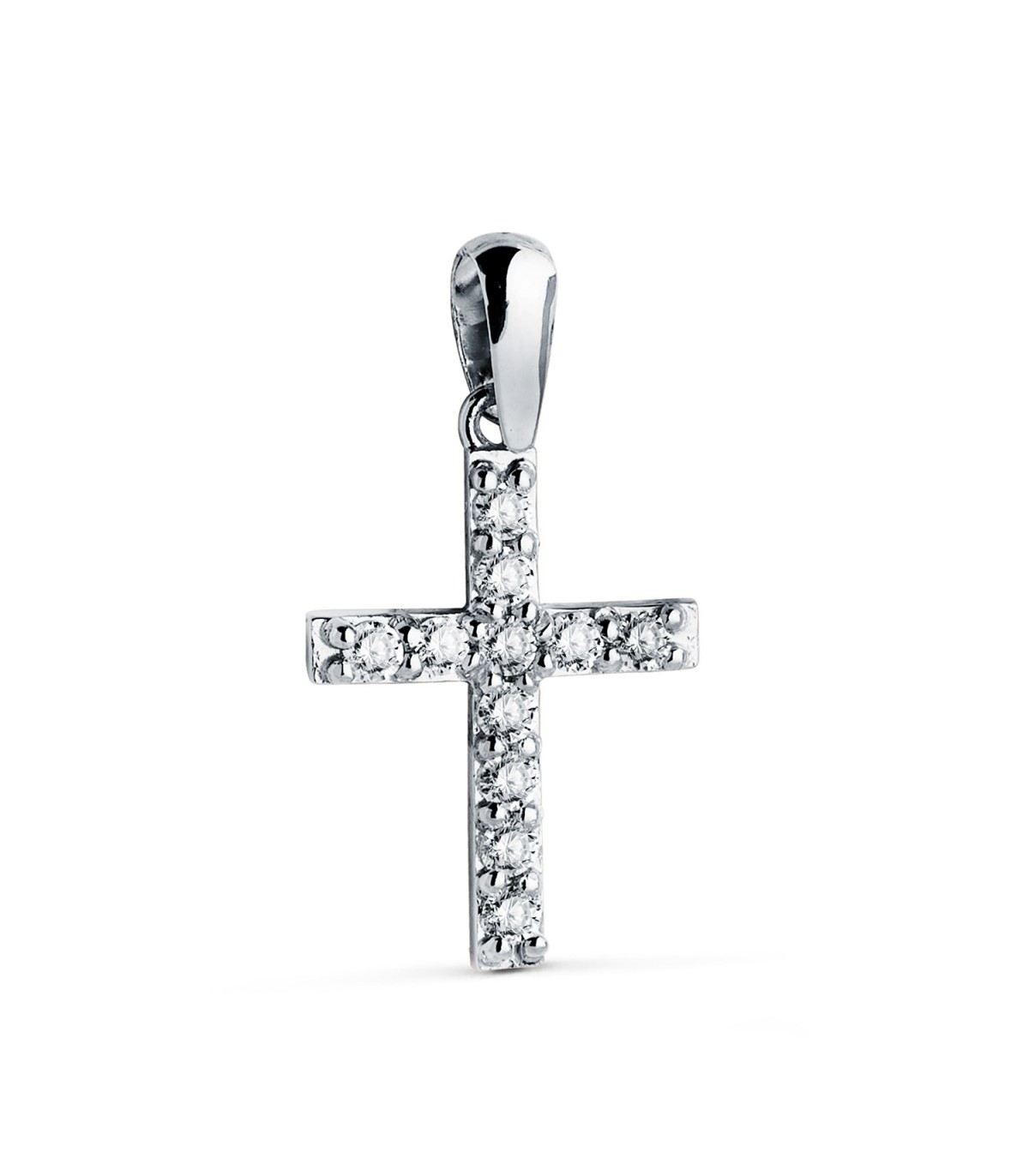 Diamant-Anhänger aus 750 Weißgold | Kreuz-Halskette HILDE 0.230ct, ideal für Damen