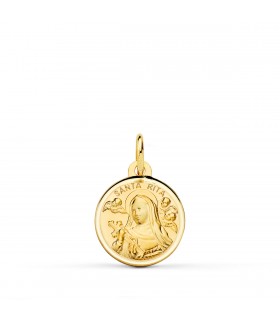 Medaglia di Santa Rita di Casia oro 9 carati 14mm, cause impossibili e dei devoti fedeli.