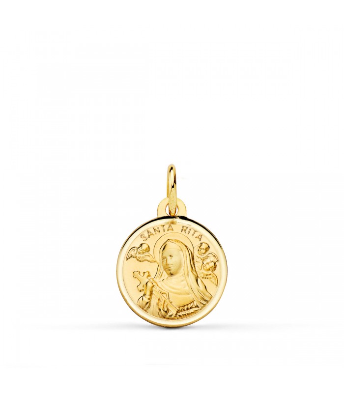 Medalla Santa Rita Oro 9K 14mm Bisel - Santa Rita de Casia - patrona