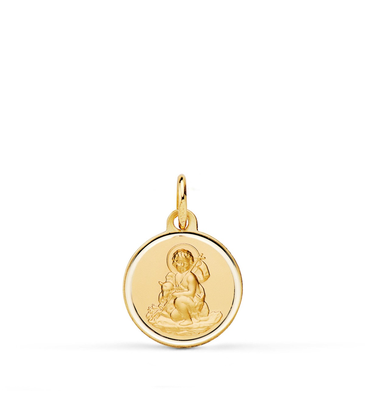 Médaille Saint Jean-Baptiste Or 18K 14mm, bord poli biseau – Médailles de Baptême