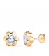 Orecchini da bambina, forma di Margherite con Zirconi, 7,5mm oro giallo 750, chiusura a vite