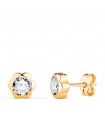 Pendientes Margarita Circonita 6mm Oro amarillo 18K