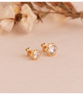Orecchini oro 18 Kt da bambina, Margherite Zircone 76mm oro giallo 18 Kt | Orecchini a lobo donna