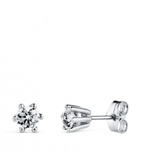 Pendientes de mujer con circonitas en 6 garras, Gwendal 5,5 mm Oro blanco 18 Ktes