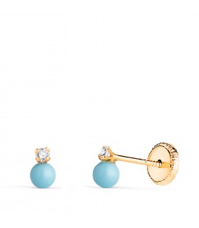 Boucles d'oreilles or turquoise Elda 3 mm 18 Carats