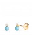 Orecchini oro giallo Elda 3 mm 18 kt turchese
