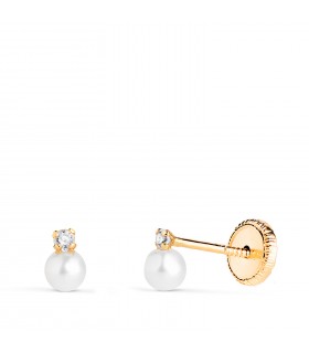 Orecchini bimba oro giallo Elda 3 mm 18 Kt Perla coltivata.