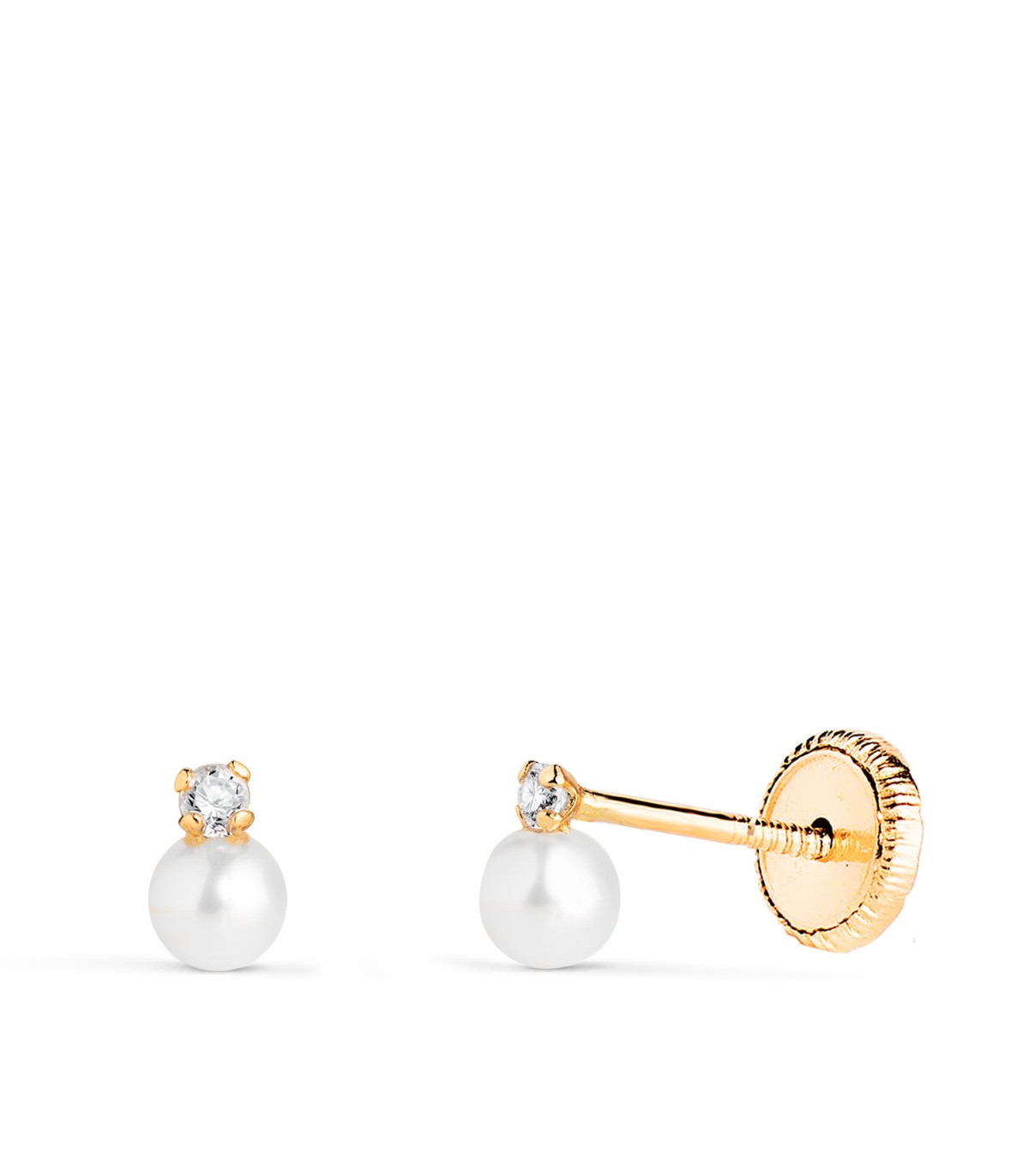 Orecchini bimba oro giallo Elda 3 mm 18 Kt Perla coltivata.