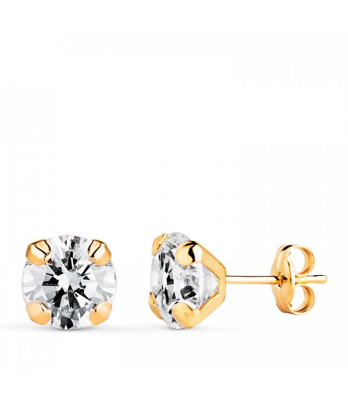 Orecchini punto luce in oro giallo 18 kt - Zircone Brillante 7 mm, Orecchini lobo Battista