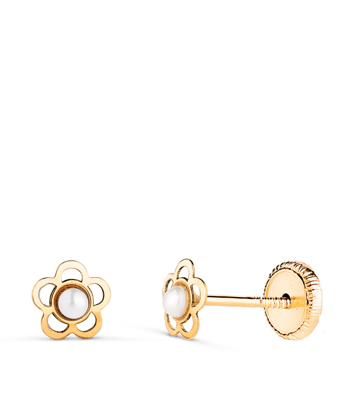 Boucles d'oreilles perles enfant en or jaune Tatiana 18 Carats