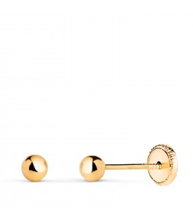 Clous d'oreilles or jaune Emma 3 mm 14 Carats - Boucles d'oreilles boules pour femme