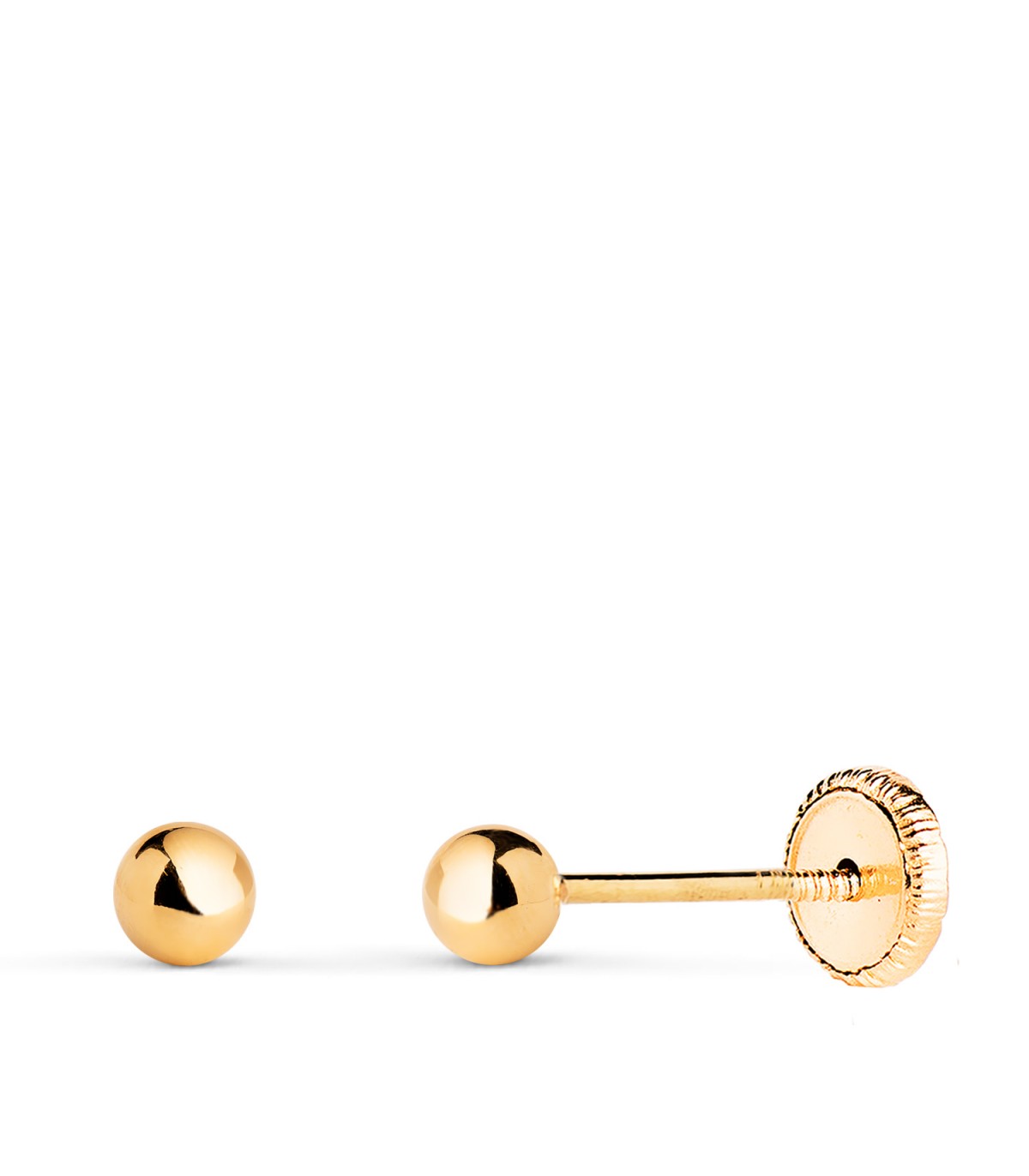 Pendientes oro amarillo Emma 3 mm 14 Ktes - Pendientes bola bebé - pendiente de oreja bola