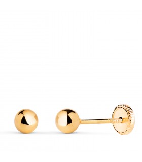 Kugelohrringe Gold, Ø 4 mm | Runder Ohrstecker 585er / 14 Karat Gelbgold Emma