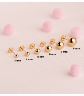 Orecchini a pallina in oro 585 da donna - orecchini oro giallo a lobo, forma di sfera